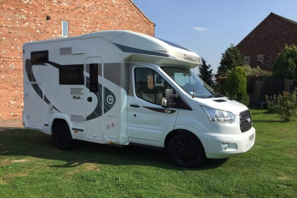 3 berth hire motorhome front and side