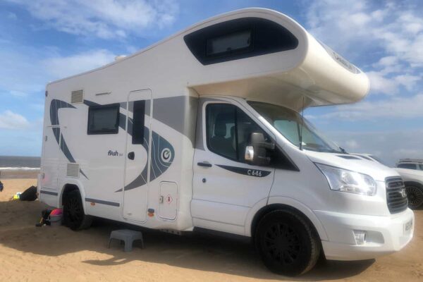 6 berth hire motorhome front and side