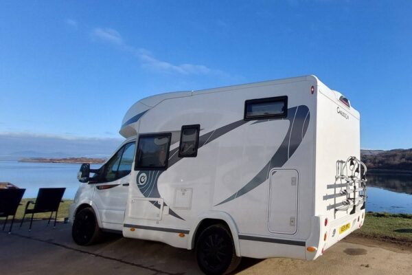 3 berth hire motorhome back and side view