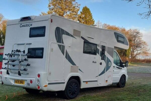 6 berth hire motorhome back and side