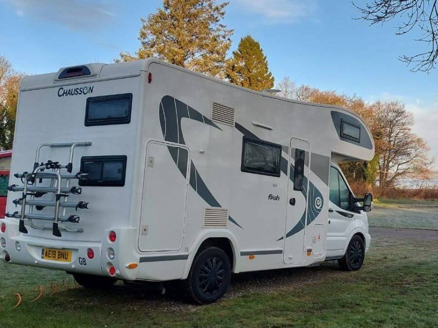 6 berth hire motorhome back and side