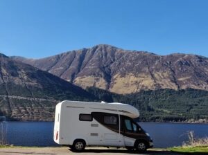2 berth motorhome and mountains