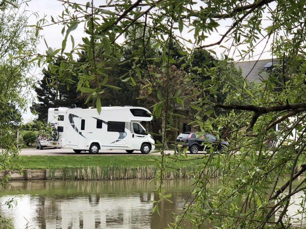 6-plus berth motorhome at lake
