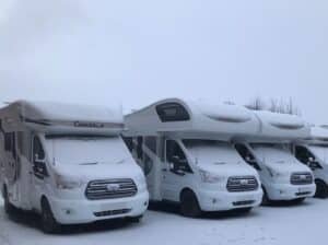 Motorhomes in the snow