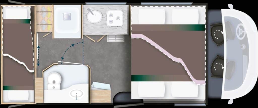 Chausson 720 motorhome layout night