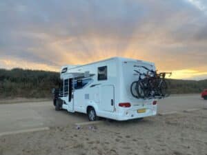 5 berth motorhome at the beach
